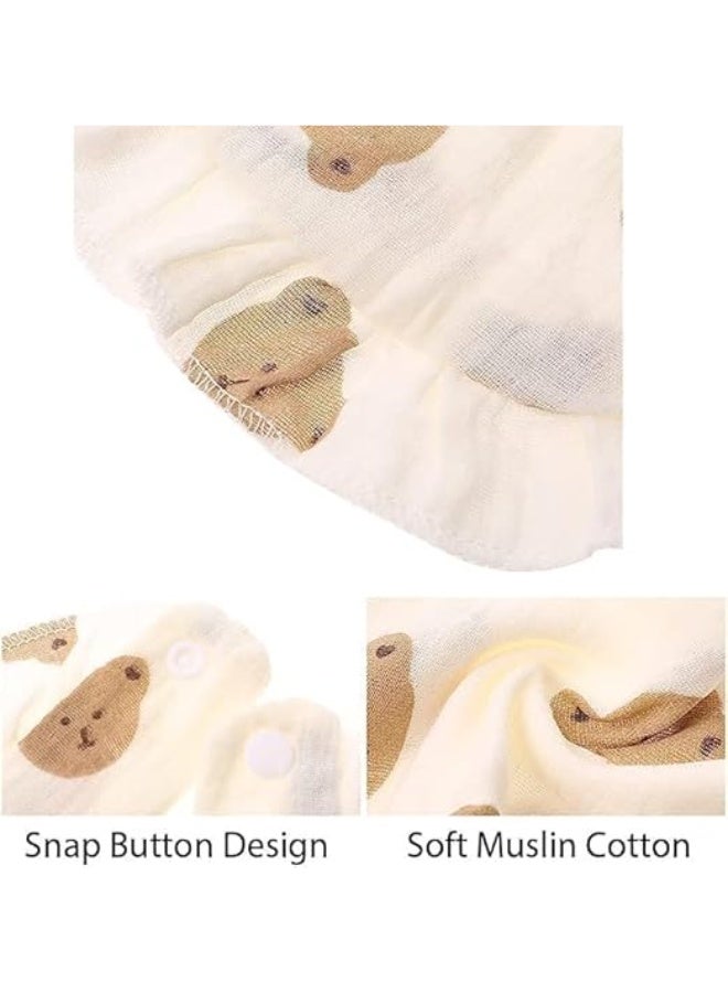 CLENEA 6 Pack Solid Muslin Baby Drool Bibs Set, Adjustable Baby Drool Cloth Set, for Unisex Boys Girls Cotton Adjustable Teething Feeding Drooling Bibs - Image 5